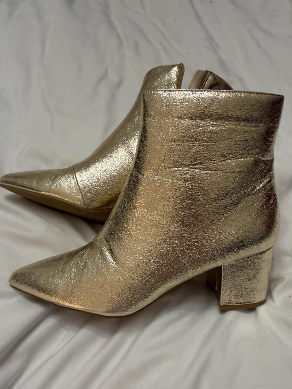 Sugar Metallic Gold Pointed Toe Ankle Booties